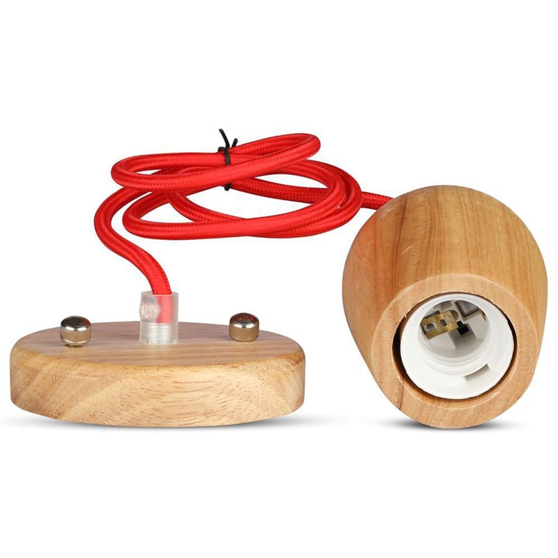 V-Tac Pendul Pendul Tavan V-Tac SKU-3723 | Soclu E27, Lemn, Rosu