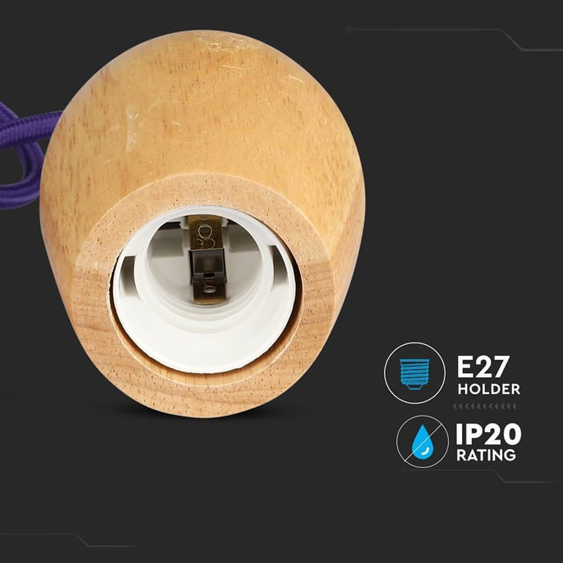 V-Tac Pendul Pendul Tavan V-Tac SKU-3724 | E27, Lemn, Violet