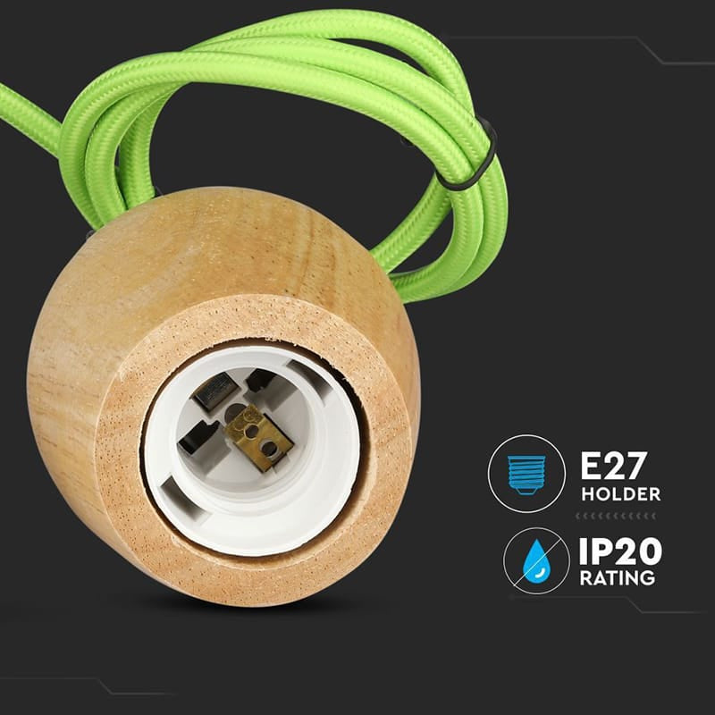V-Tac Pendul Pendul Tavan V-Tac SKU-3725 | Soclu E27, Lemn, Verde