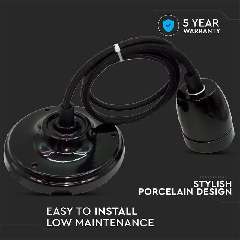 V-Tac Pendul Pendul Tavan V-Tac SKU-3804 | Soclu E27, Portelan, Negru