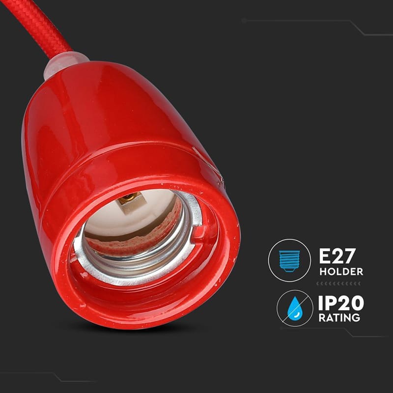 V-Tac Corpuri de iluminat Pendul Tavan V-Tac SKU-3807 | Portelan, Soclu E27, Rosu