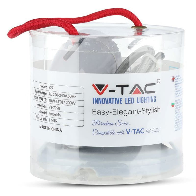 V-Tac Corp de iluminat Pendul Tavan V-Tac SKU-3808 | Portelan, Soclu E27, Gri
