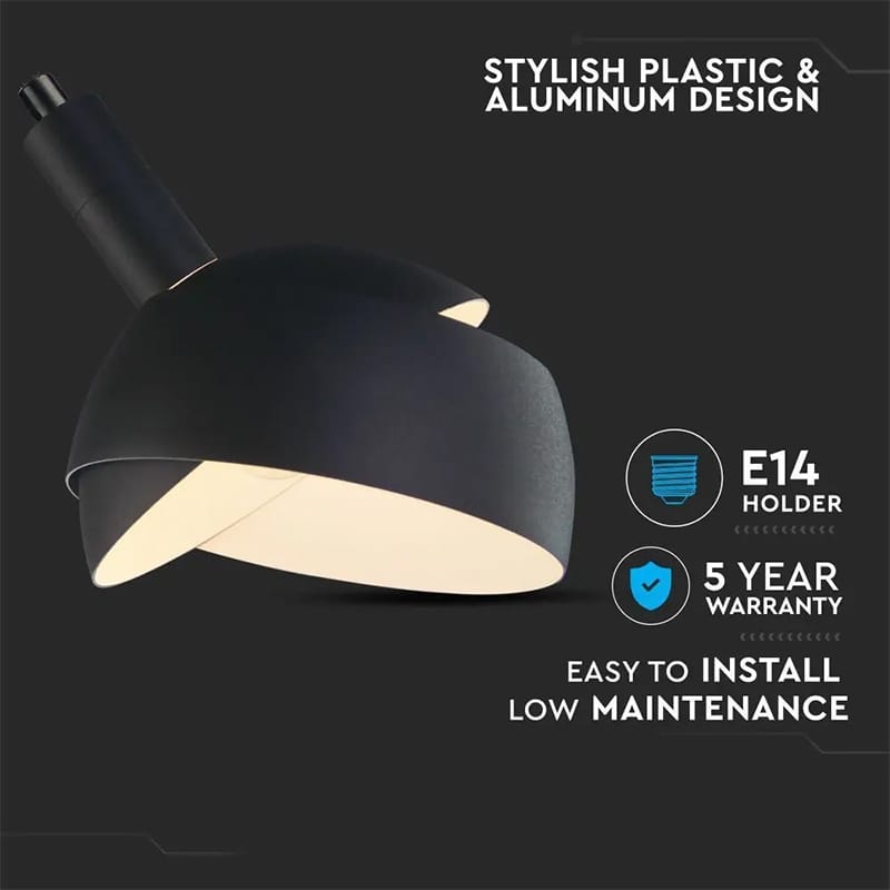 V-Tac Corp de iluminat Pendul Tavan V-Tac SKU-3921 | Soclu E14, Negru