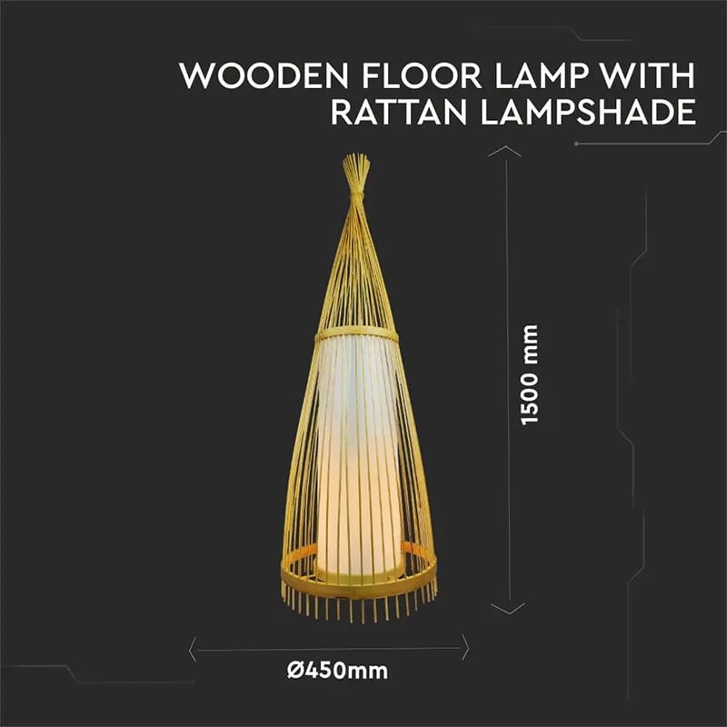 V-Tac Lampa Lampa de Podea V-Tac SKU-40561 | Rattan, E27, 150cm, Ø45cm, 60W
