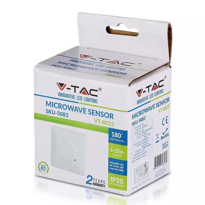 V-Tac Senzor smart Senzor Miscare V-Tac SKU-5083 | 180 Grade, Detectie Automata
