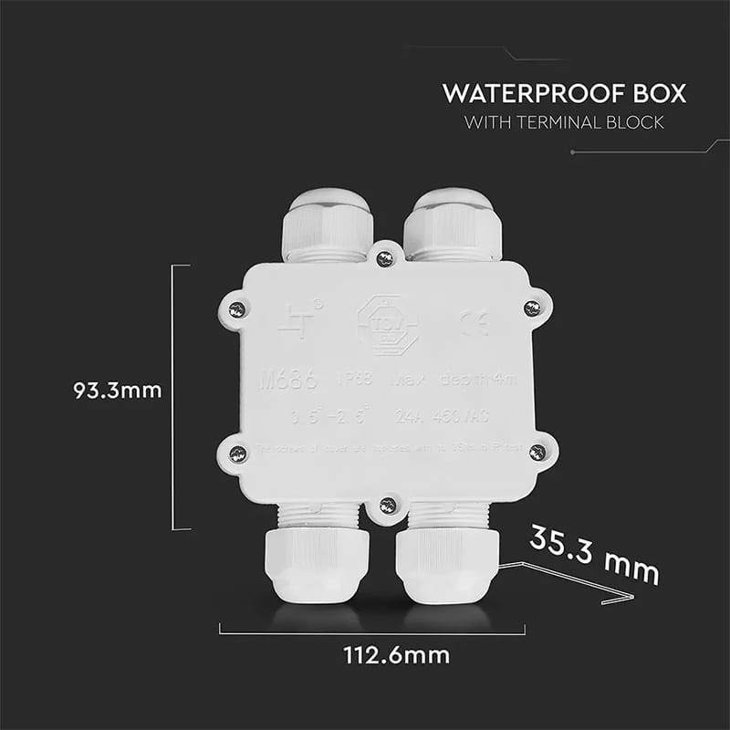 V-Tac Conector Conector Terminal V-Tac SKU-5983 | 4 Pini, 8-12mm, IP68, Alb