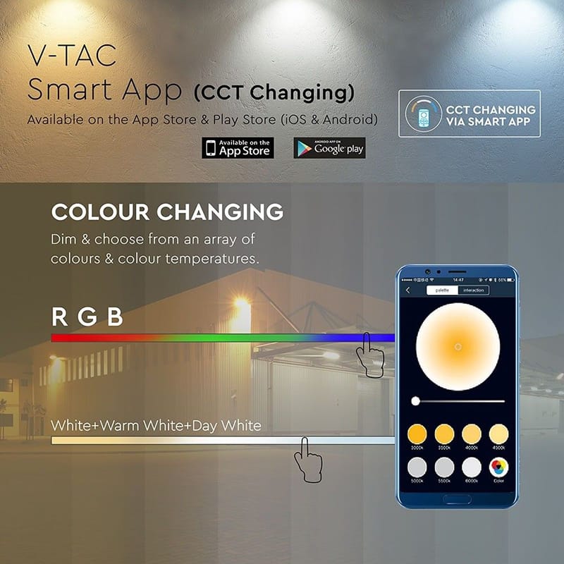 V-Tac Proiector LED Proiector LED Smart V-Tac SKU-5984 | RGB + Alb, 20W, IP65, Alb