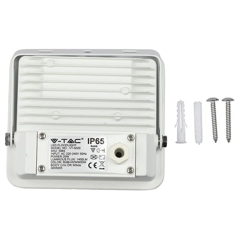 V-Tac Proiector LED Proiector LED Smart V-Tac SKU-5984 | RGB + Alb, 20W, IP65, Alb