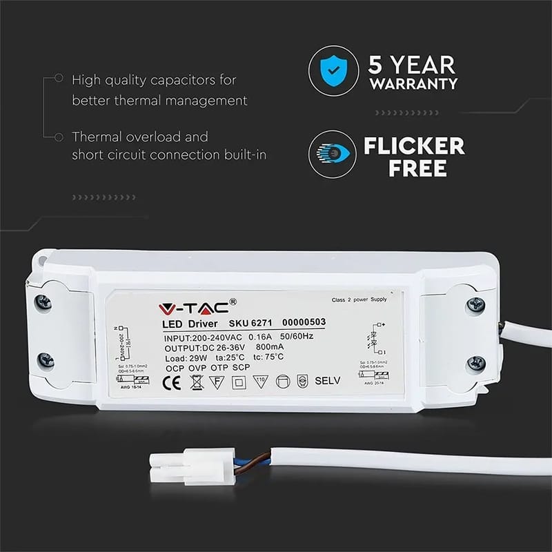 V-Tac Alimentator universal Alimentator V-Tac SKU-6271 | 29W, A++, Anti Palpait, Panou LED