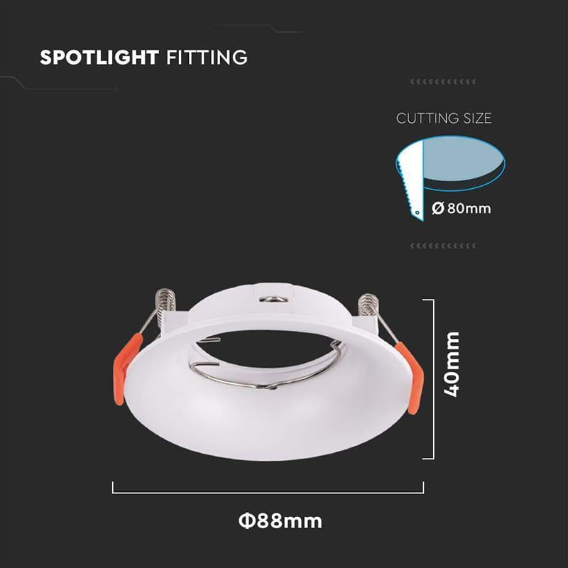V-Tac Corp iluminat Corp Iluminat V-Tac SKU-6632 | GU10, Rotund, 88mm, Alb