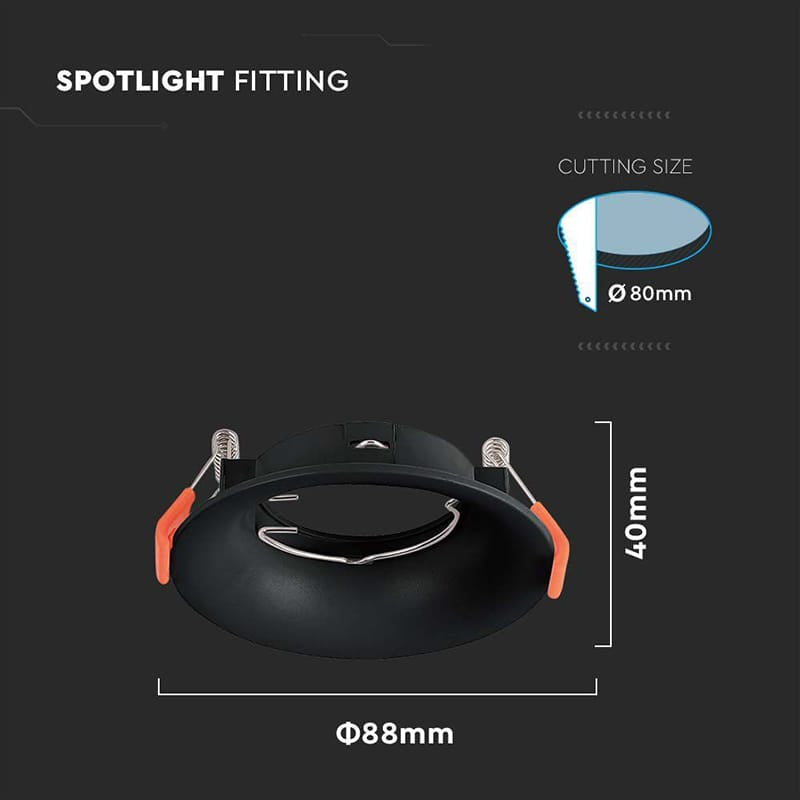 V-Tac Corp iluminat Corp Iluminat V-Tac SKU-6633 | Spot GU10, Rotund, 88x40mm, Negru