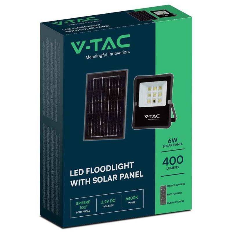 V-Tac Proiector LED Proiector LED V-Tac SKU-6964 | 6W, 6400K, Incarcare Solara