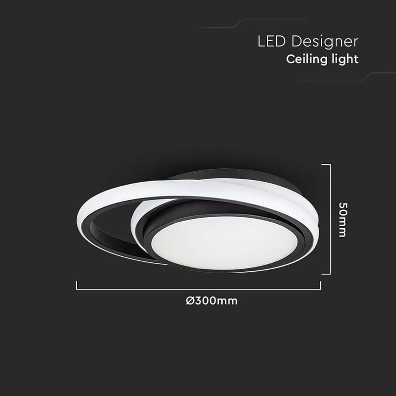 V-Tac Plafoniera LED Plafoniera LED V-Tac SKU-6994 | 24W, 3in1, Negru, 4000K, 2560lm, Ø300mm