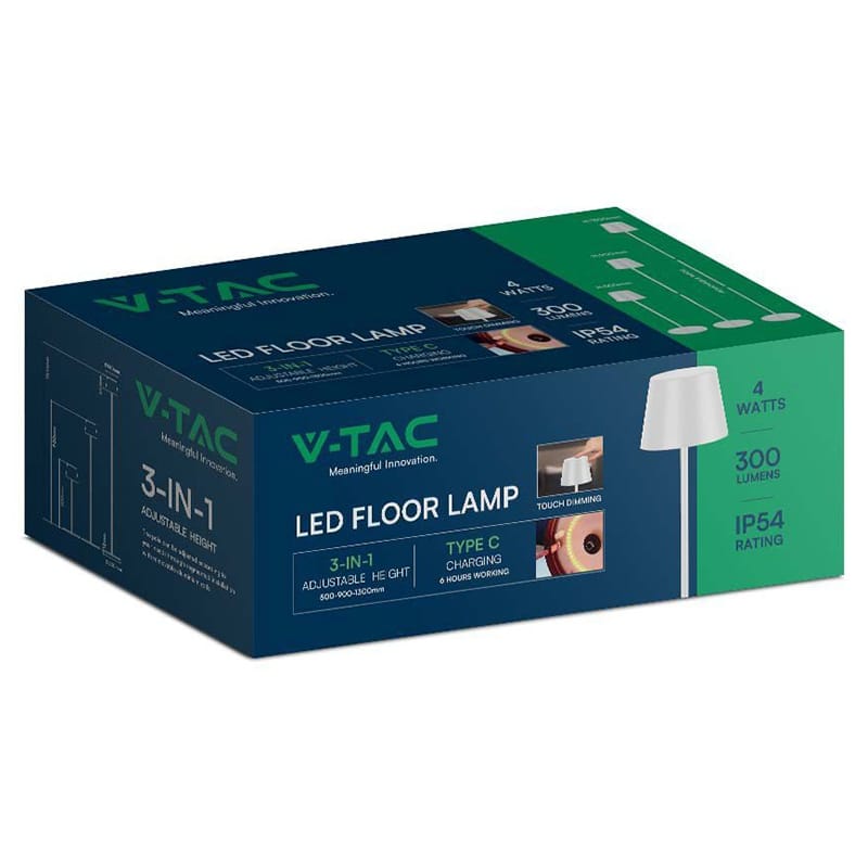 V-Tac Lampa Lampadar V-Tac SKU-7009 | 4W, Acumulator, IP54, 3000K, Negru