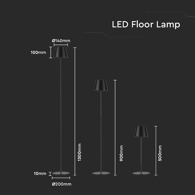 V-Tac Lampa Lampadar V-Tac SKU-7009 | 4W, Acumulator, IP54, 3000K, Negru
