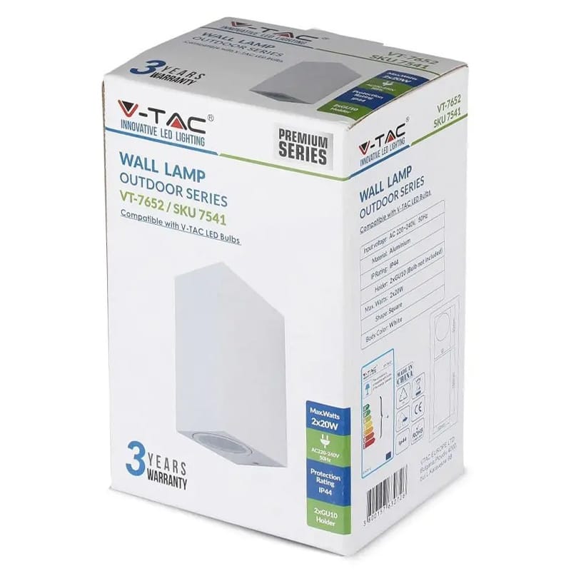 V-Tac Corp iluminat Corp Iluminat V-Tac SKU-7541 | 2x Soclu GU10, IP44, Alb