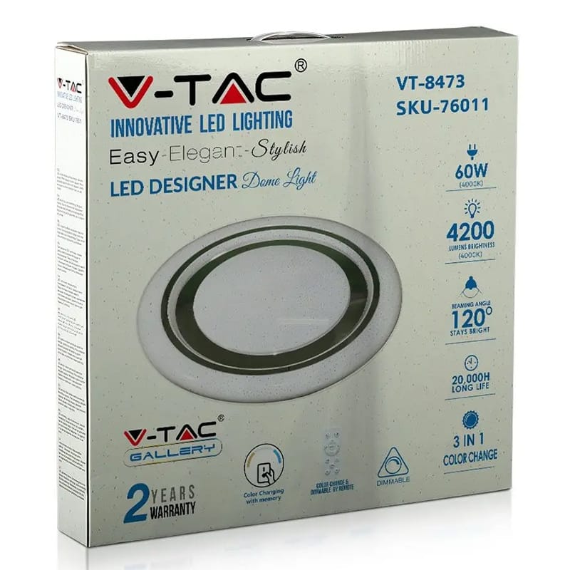 V-Tac Plafoniera LED Plafoniera LED V-Tac SKU-76011 | 60W, Dimabila, 3in1, 4200lm, Ø480mm