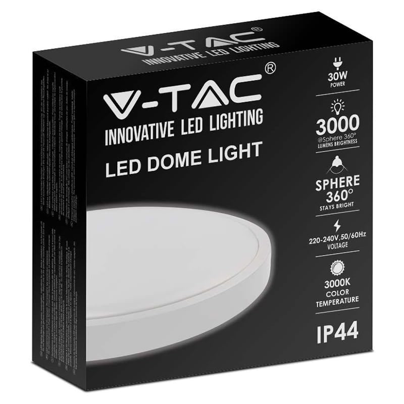 V-Tac Plafoniera LED Plafoniera LED V-Tac SKU-7622 | 30W, IP44, 4000K Alb Neutru, Alb