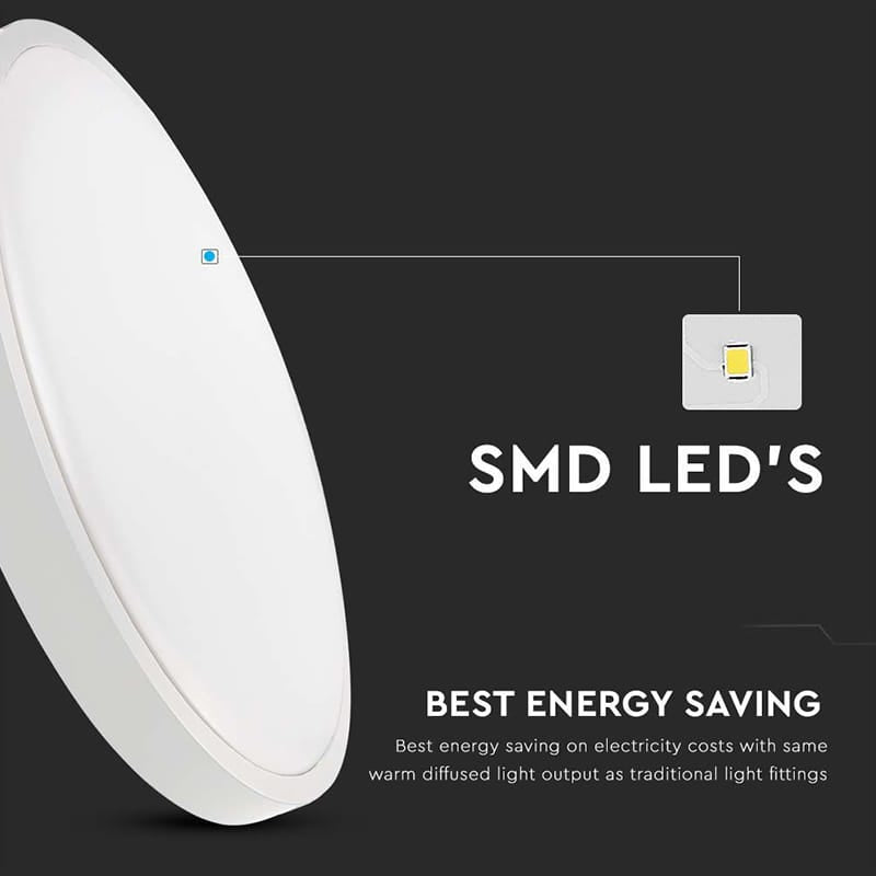 V-Tac Plafoniera LED Plafoniera LED V-Tac SKU-7622 | 30W, IP44, 4000K Alb Neutru, Alb