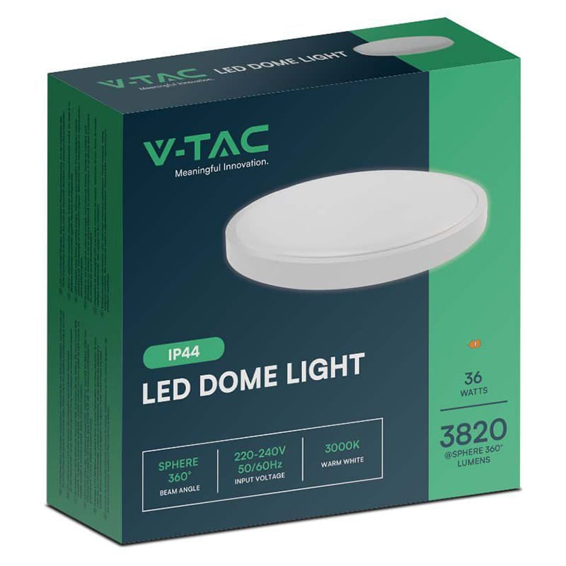 V-Tac Plafoniera LED Plafoniera LED V-Tac SKU-76231 | 36W, IP44, 6500K Alb Rece, Alb