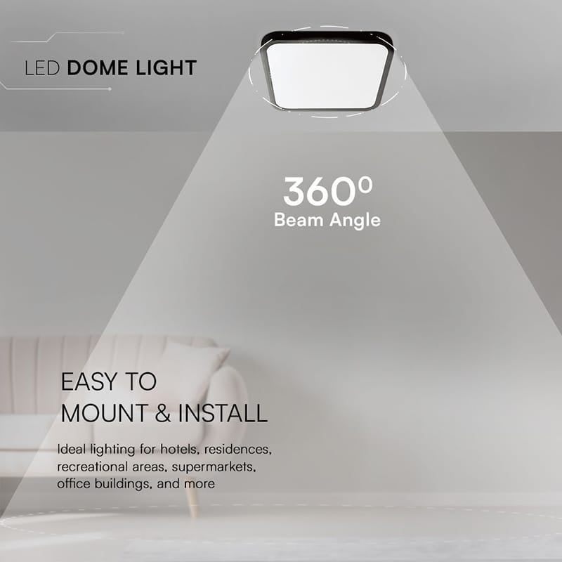V-Tac Plafoniera LED Plafoniera LED V-Tac SKU-76471-24 | 24W, 6500K, IP44, Negru