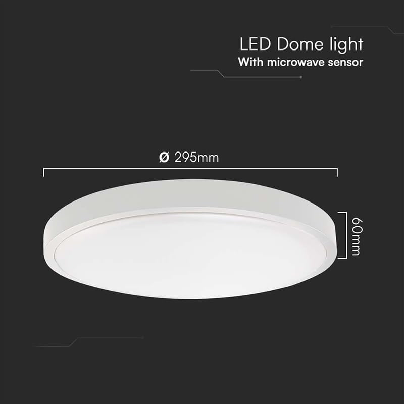 V-Tac Plafoniera LED Plafoniera LED V-Tac SKU-76611 | 18W, IP44, Senzor, 6500K, Alb