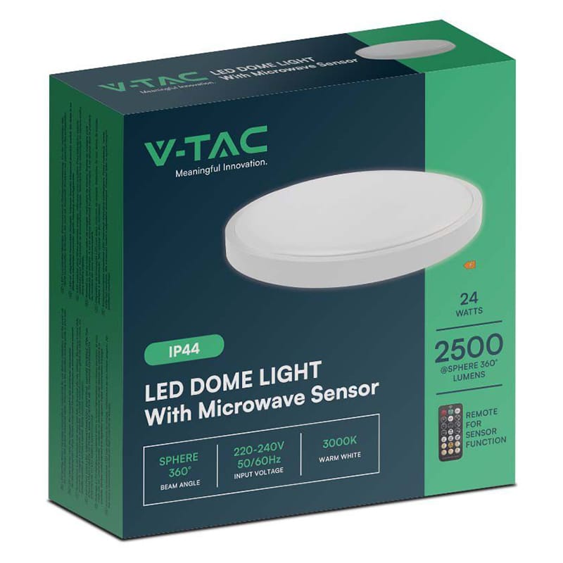V-Tac Plafoniera LED Plafoniera LED V-Tac SKU-76631 | 24W, 4000K, IP44, Senzor Miscare