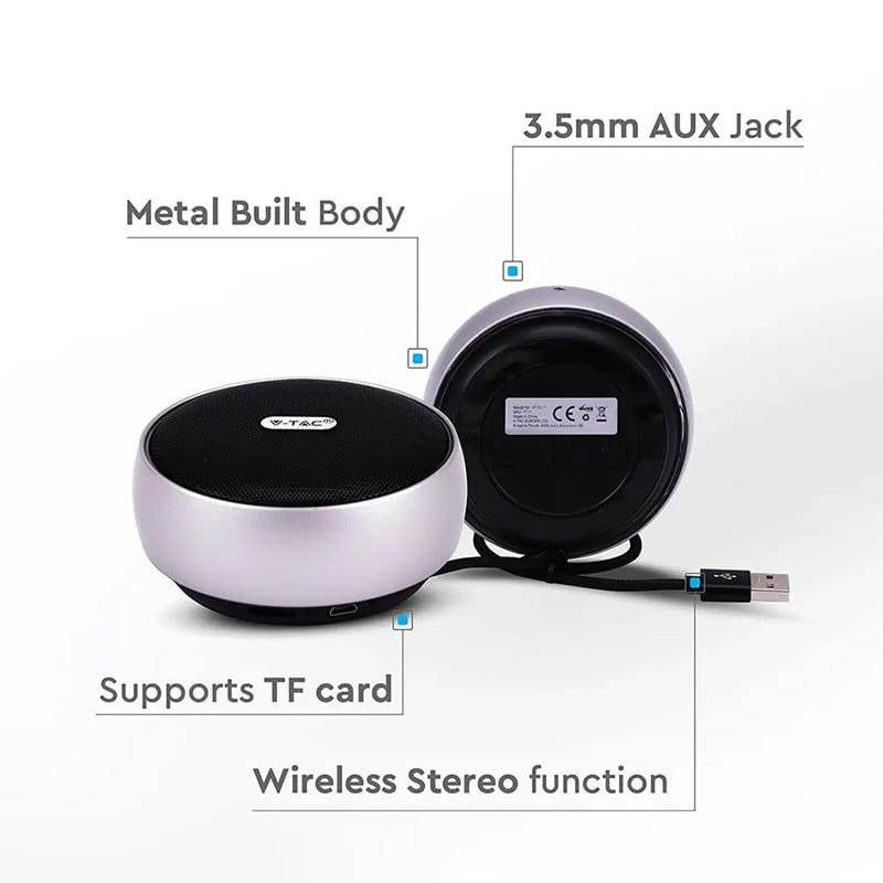 V-Tac Boxa Bluetooth Boxa Bluetooth V-Tac SKU-7717 | Portabila, 4W, Gri