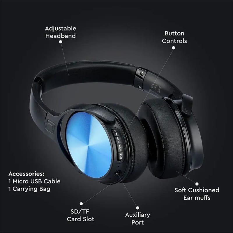 V-Tac Casti bluetooth Casti Bluetooth V-Tac SKU-7728 | Wireless, Albastru