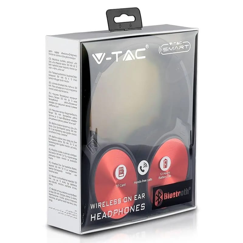 V-Tac Casti bluetooth Casti Wireless V-Tac SKU-7729 | Bluetooth, Rosu