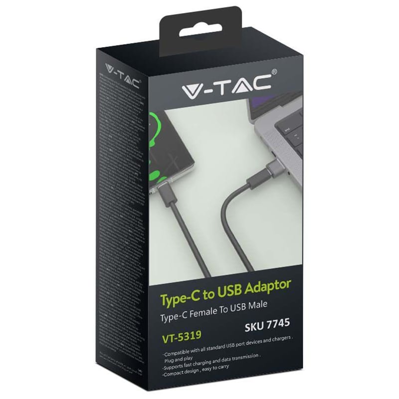 V-Tac Adaptor USB Adaptor USB V-Tac SKU-7745 | USB-C la USB-A