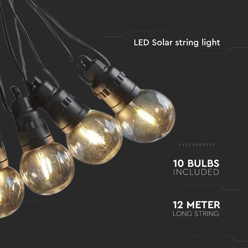 V-Tac Ghirlanda LED Ghirlanda LED V-Tac SKU-7804 | Solara, 10 Becuri, 12m, 3000K