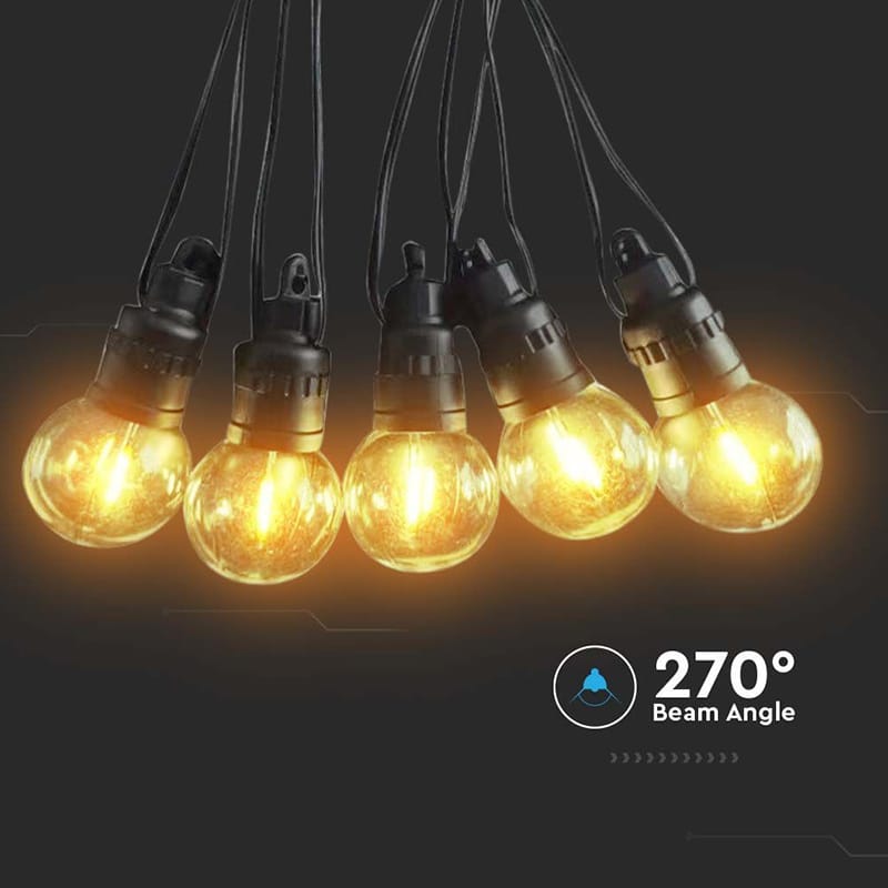 V-Tac Ghirlanda LED Ghirlanda LED V-Tac SKU-7804 | Solara, 10 Becuri, 12m, 3000K
