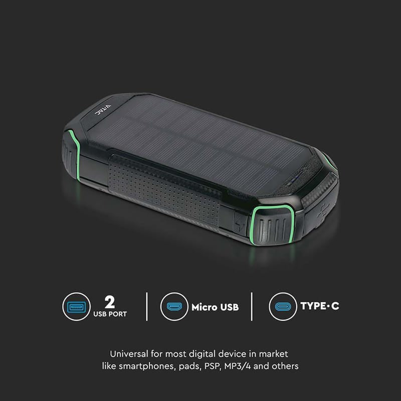V-Tac Power bank Power Bank V-Tac SKU-7836 | 30000mAh, Wireless 15W, USB-C PD 20W, Solar