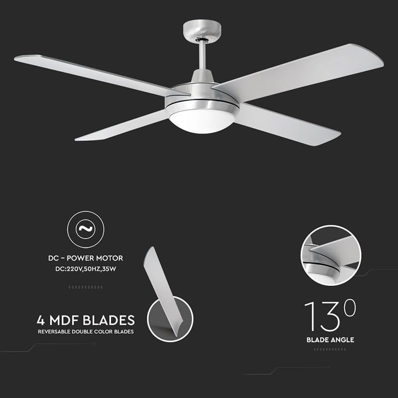 V-Tac Ventilator Ventilator V-Tac SKU-7918 | 132cm, 2xE27, 3 Viteze, Telecomanda