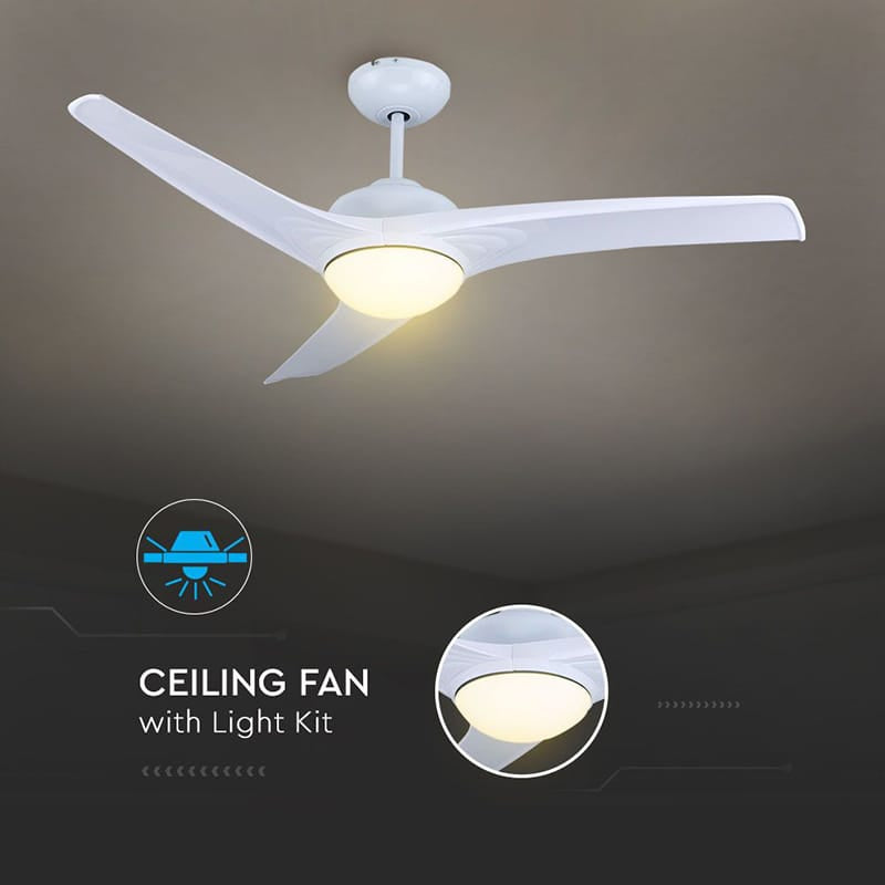 V-Tac Ventilator Ventilator Tavan V-Tac SKU-7919 | 35W, 132cm, Iluminare 3in1, Pale ABS, Alb
