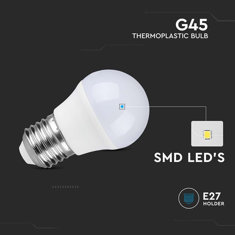 V-Tac Bec LED SMART Bec LED V-Tac SKU-8046 | E27, G45, 3.7W, 4000K, Chip Samsung