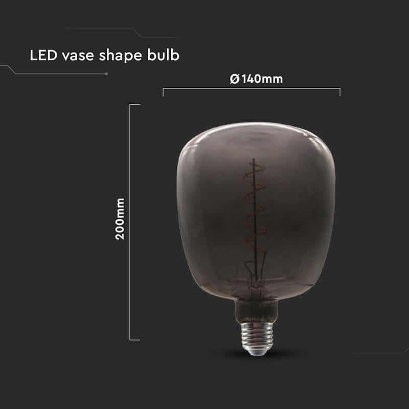 V-Tac BEC FILAMENT LED 4W E27 STICLA NEAGRA