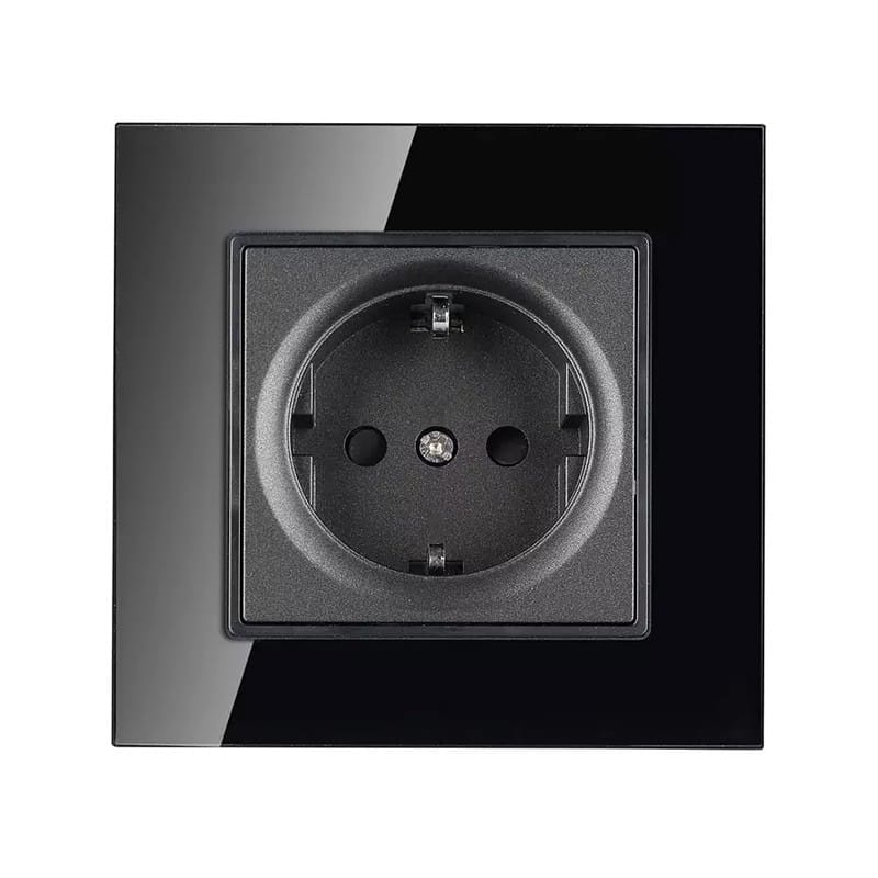 V-Tac Priza Priza V-Tac SKU-8399 | 16A, Rama Sticla, Negru
