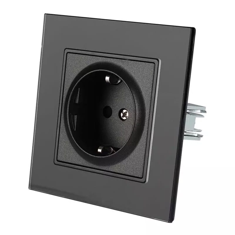 V-Tac Priza Priza V-Tac SKU-8399 | 16A, Rama Sticla, Negru