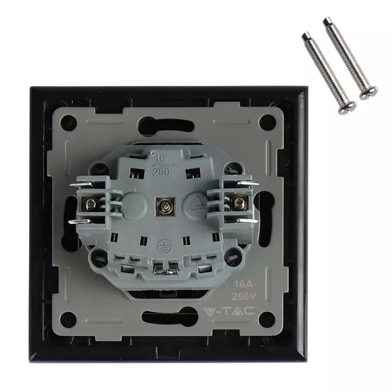 V-Tac Priza Priza V-Tac SKU-8399 | 16A, Rama Sticla, Negru