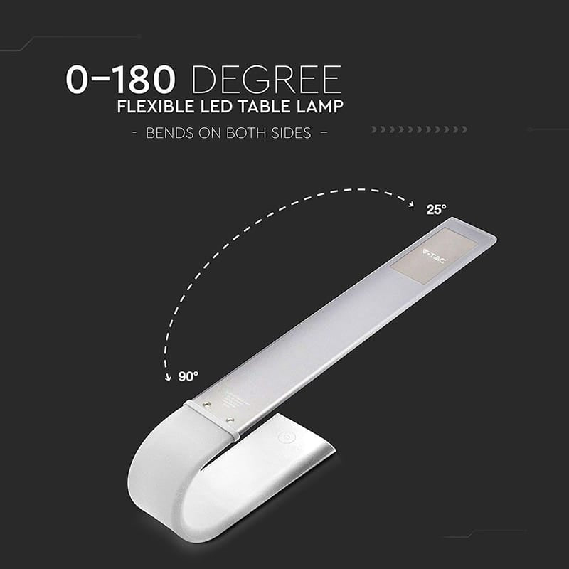V-Tac Lampă de birou LED V-Tac 3 în 1, flexibilă, reîncărcabilă, dimmer, 6,5W, albă