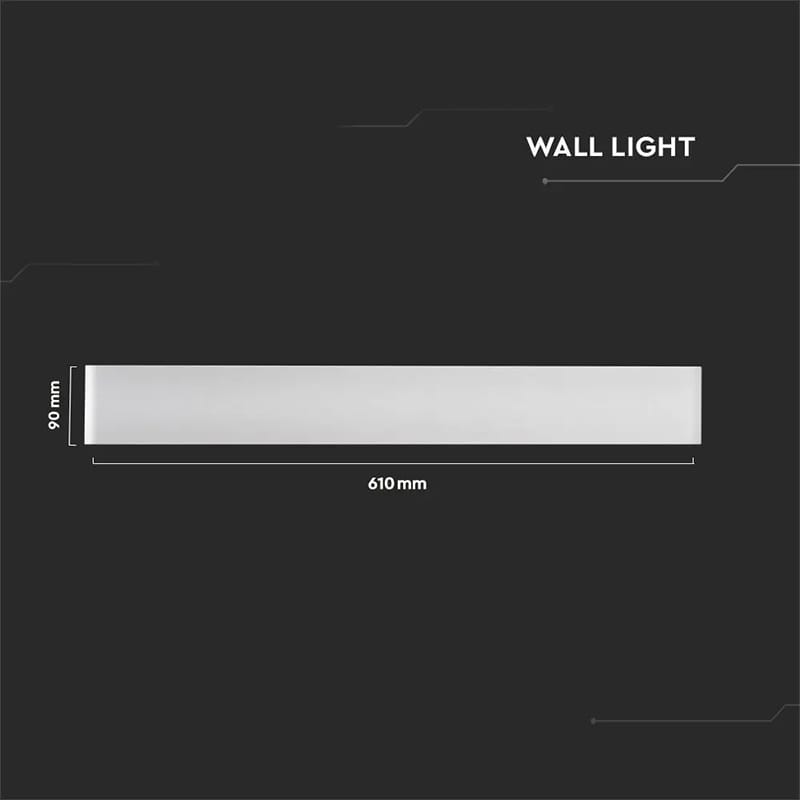V-Tac Lampă LED V-Tac 20W IP44 3000K Alb Cald 2000 lm, Carcasă Albă Aluminiu 610x90x35 mm
