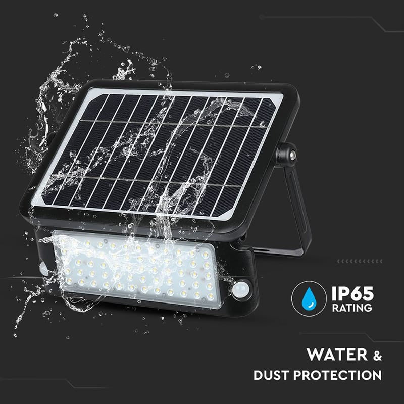 V-Tac Reflector LED Solar V-Tac 10W 4000K, 1100 lm, IP65, cu senzor de miscare si crepuscular, montaj pe perete