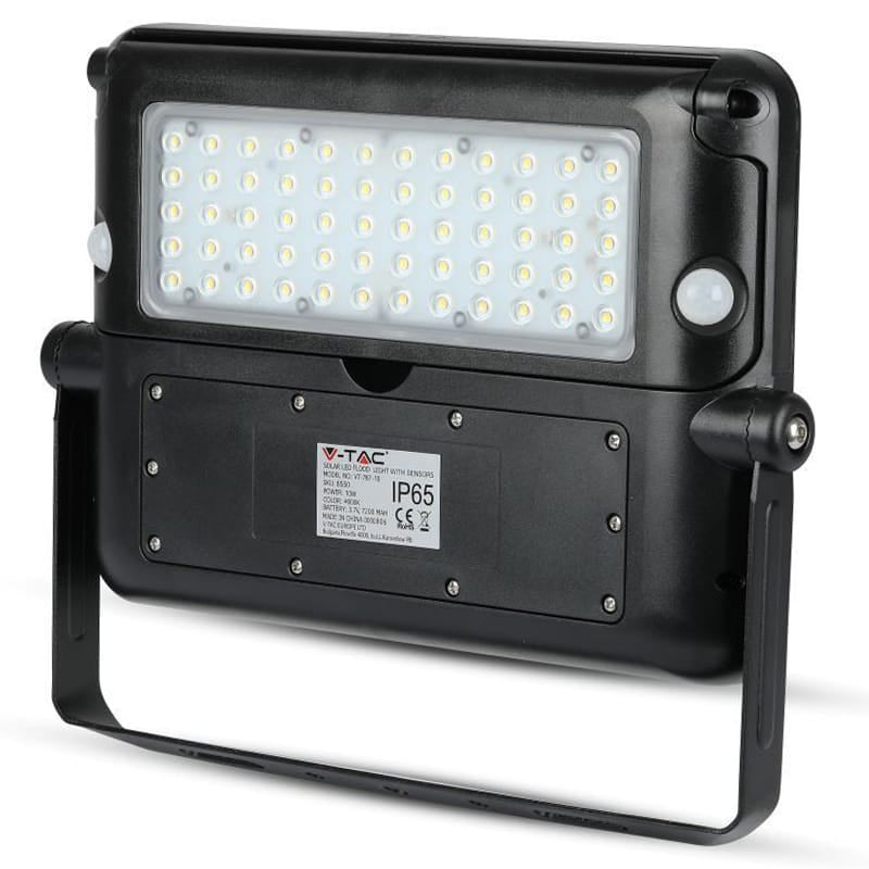 V-Tac Reflector LED Solar V-Tac 10W 4000K, 1100 lm, IP65, cu senzor de miscare si crepuscular, montaj pe perete