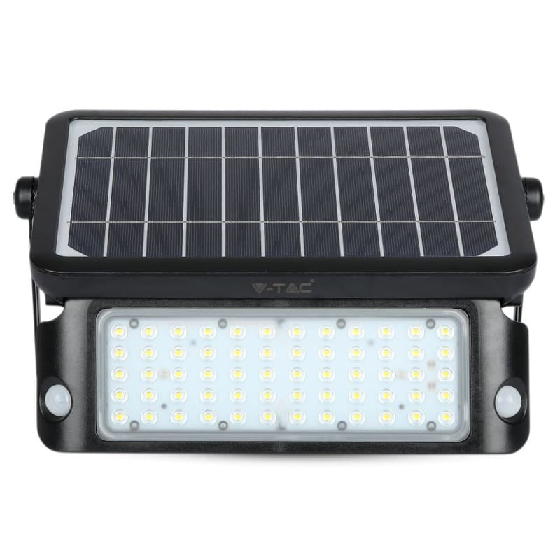 V-Tac Reflector LED Solar V-Tac 10W 4000K, 1100 lm, IP65, cu senzor de miscare si crepuscular, montaj pe perete