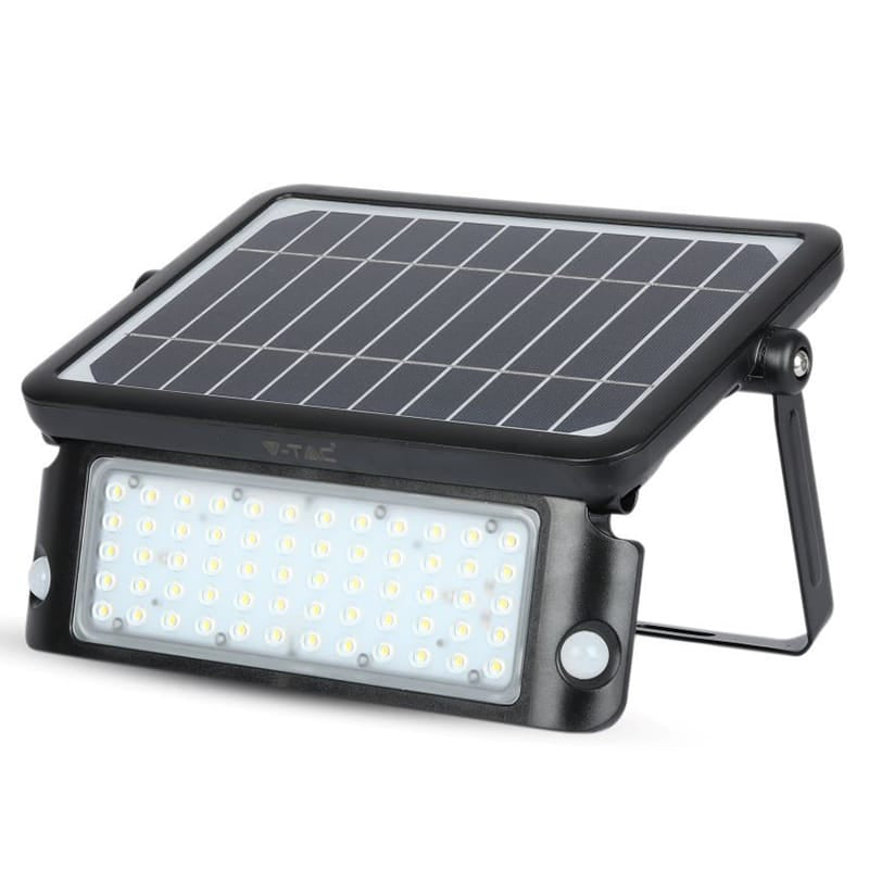 V-Tac Reflector LED Solar V-Tac 10W 4000K, 1100 lm, IP65, cu senzor de miscare si crepuscular, montaj pe perete
