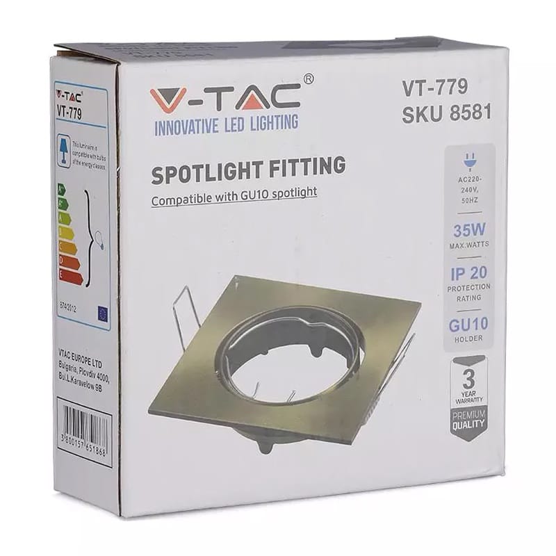 V-Tac CORP SPOT PATRAT GU10 AURIU