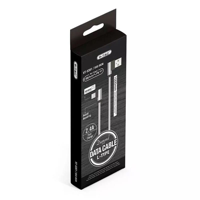 V-Tac CABLU MICRO USB 1M DIAMOND EDITION - ARGINTIU