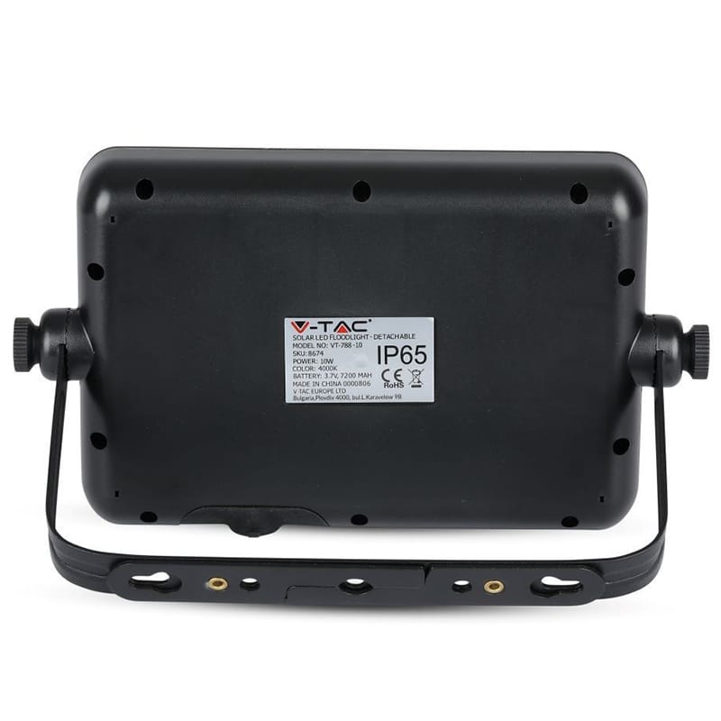 V-Tac Proiector LED Solar V-Tac 10W 4000K IP65 cu Senzor Radar, 1100 lm, Cablu 3 m, Baterie 7200 mAh